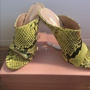 Snake skin clear heel sandal